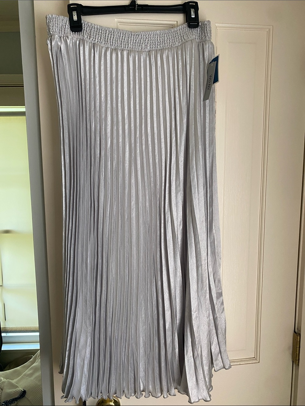 WD.NY Silver Pleated Midi Skirt